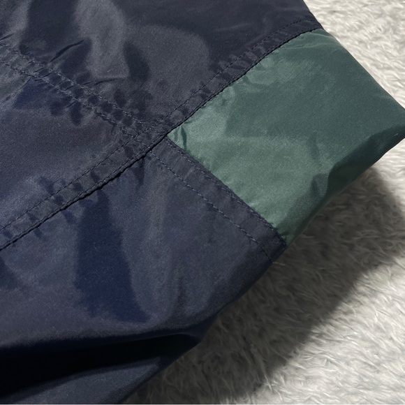 VNTNike Pullover Men Size L Navy Blue Green Vintage V-Neck Windbreaker Swoosh - Picture 5 of 10